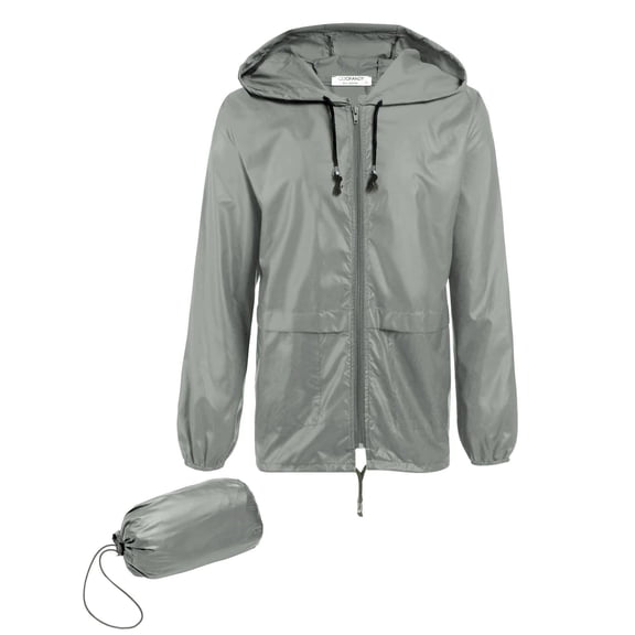 COOFANDY Mens Rain Jacket Packable Rain Jacket Lightweight Waterproof Raincoat with Hood Outdoor Rain Gear Travel Hiking Cycling