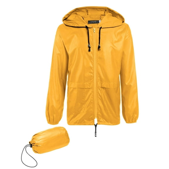 COOFANDY Mens Rain Jacket Packable Rain Jacket Lightweight Waterproof Raincoat with Hood Outdoor Rain Gear Travel Hiking Cycling