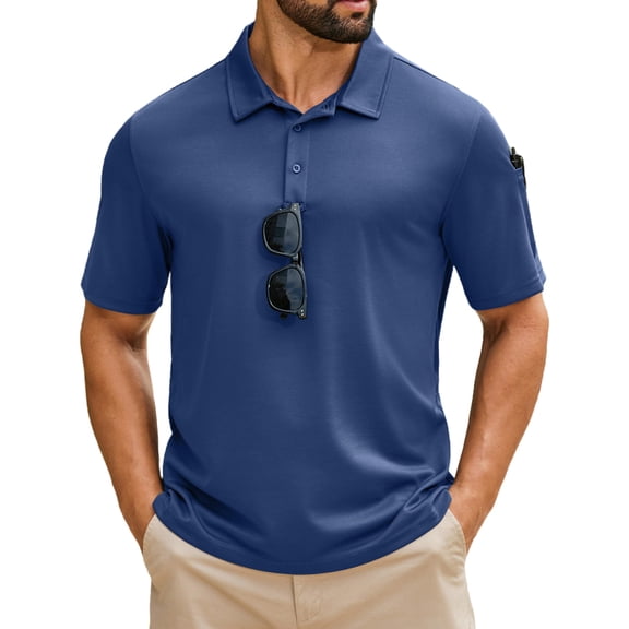 COOFANDY Mens Polo Shirt Short Sleeve Sports Tactical T-Shirt Athletic Golf Polos Quick Dry Collared Work Shirts with Pen Pocket