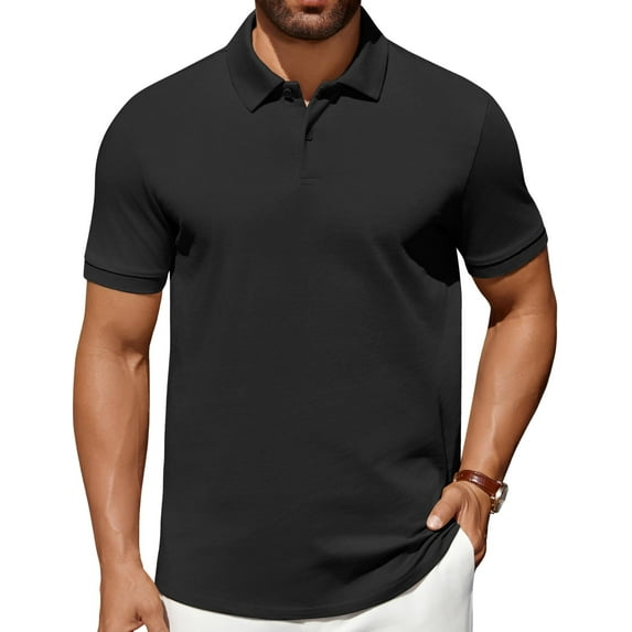 COOFANDY Mens Polo Shirts 100% Cotton Dress Polo Tshirts Collared Shirt Men Business Casual Shirts Shorts Sleeve Plain Polo Shirt