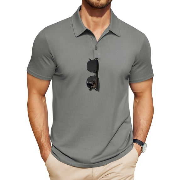 COOFANDY Mens Polo Shirts Golf Moisture Wicking Performance Short Sleeve Casual Tactical Shirts Pique Jersey Collared T-Shirts