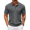 thumbnail image 1 of COOFANDY Mens Polo Shirts Knit Short Sleeve Polo T Shirt Business Casual Golf Shirts Banded Bottom Shirt, 1 of 6