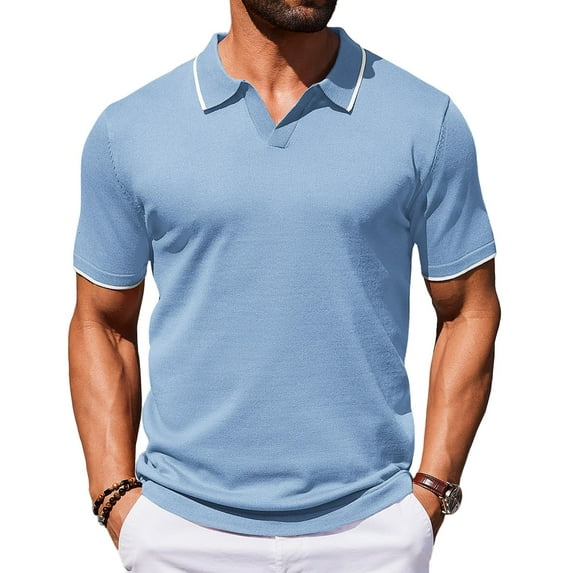 COOFANDY Mens Polo Shirts Short Sleeve Casual Knit Polo Shirt Vintage Golf T Shirts Old Money Tops