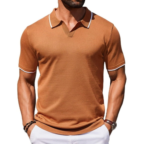 COOFANDY Mens Polo Shirts Short Sleeve Casual Knit Polo Shirt Vintage Golf T Shirts Old Money Tops