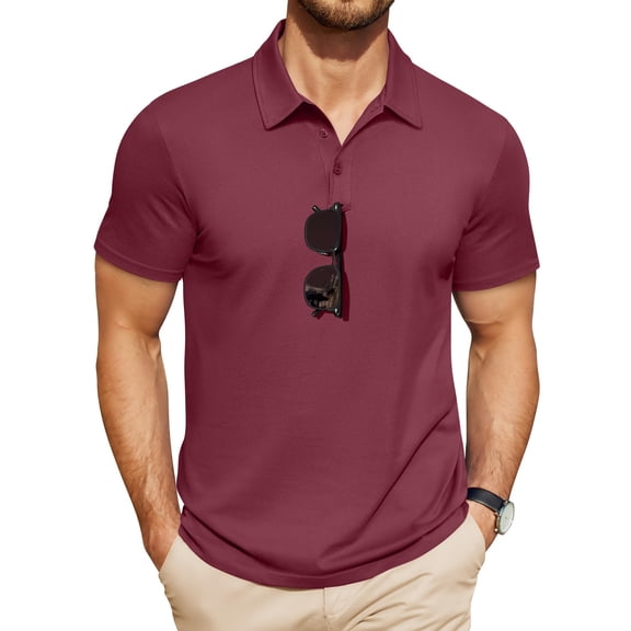 COOFANDY Mens Polo Shirts Short Sleeve Collared Golf Polos T-Shirts Solid Casual Pique Golf Polo Tees for Men