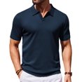 thumbnail image 1 of COOFANDY Mens Polo Shirts Stretch Causal V Neck Vintage Knit Shirt Short Sleeve Old Money Clothes, 1 of 6