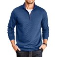 thumbnail image 1 of COOFANDY Mens Quarter Zip Pullover Mock Neck Quilted Sweatshirt Casual Long Sleeve Polo Sweater, 1 of 10