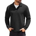 thumbnail image 1 of COOFANDY Mens Quarter Zip Pullover Quilted Sweatshirt Knit Long Sleeve Mock Neck Sweater Polo with Pocket, 1 of 7
