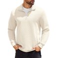 thumbnail image 1 of COOFANDY Mens Quarter Zip Pullover Quilted Sweatshirt Knit Long Sleeve Mock Neck Sweater Polo with Pocket, 1 of 7