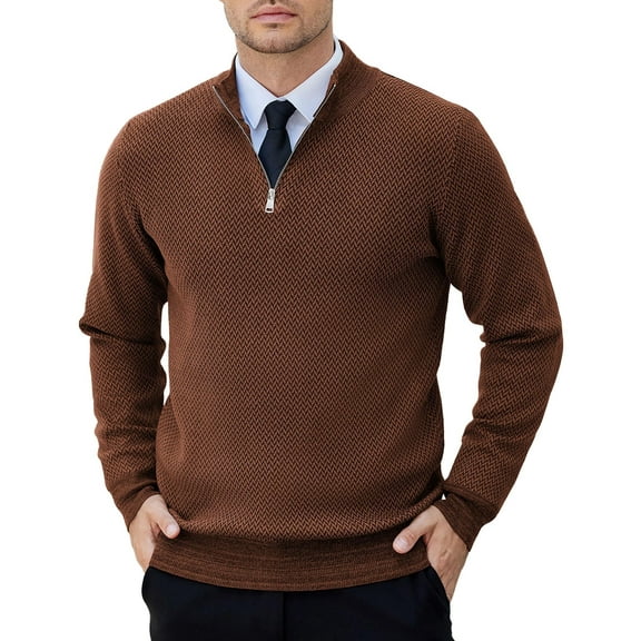 COOFANDY Mens Half Zip Sweaters Slim Fit Long Sleeve Texture Knitted Pullover Sweaters with Zipper