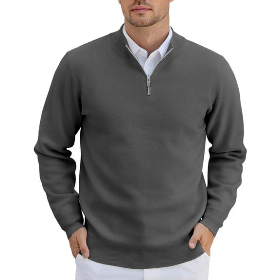 COOFANDY Mens 1/4 Zip Pullover Long Sleeve Slim Fit Sweaters Casual Dress Sweaters Polo Sweater