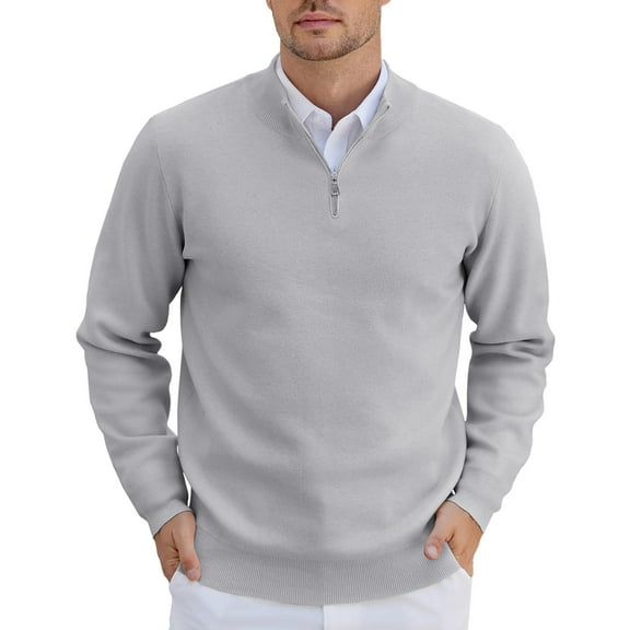 COOFANDY Mens Half Zip Sweaters Slim Fit Long Sleeve Texture Knitted Pullover Sweaters with Zipper
