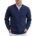 thumbnail image 1 of COOFANDY Mens Quarter Zip Pullover Sweater Slim Fit Lightweight Casual Knit Pullover Sweaters, 1 of 7