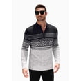 thumbnail image 1 of COOFANDY Mens Quarter Zip Pullover Sweaters Casual Slim Fit Knit Texture Sweater Fair Isle Pattern, 1 of 7