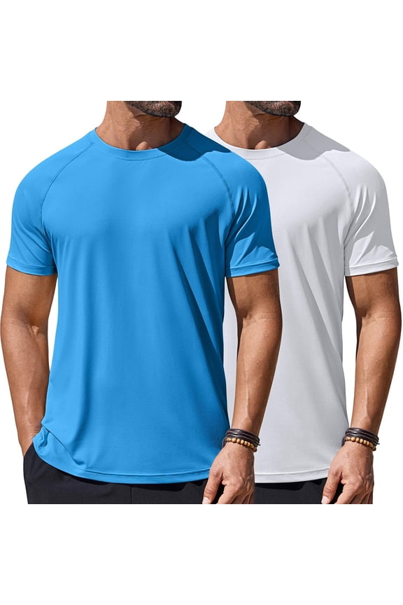 Mens Quick Dry T Shirts Short Sleeve UPF 50+ Rash Guard Shirts Cooling Shirts for Hot Weather
