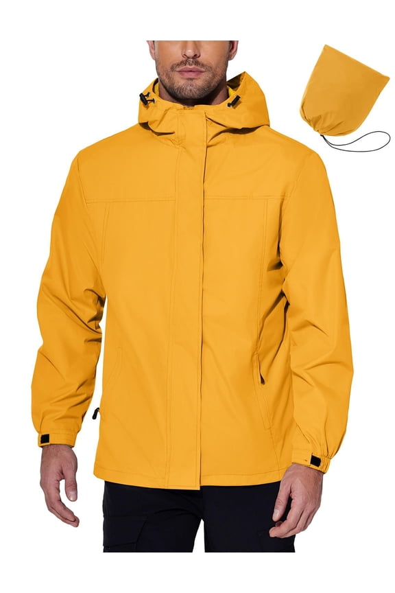 Men's Rain Jacket With Hooded Waterproof Active Raincoat Classic Rain Coats Windbreaker For Hiking Camping