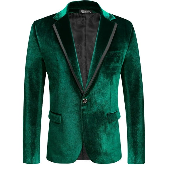 COOFANDY Mens Velvet Blazer Purple Tuxedo Jackets Notched Lapel Single Button Dinner Prom Party Jackets Christmas Gift