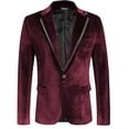 thumbnail image 1 of COOFANDY Mens Velvet Blazer Purple Tuxedo Jackets Notched Lapel Single Button Dinner Prom Party Jackets Christmas Gift, 1 of 18