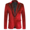 thumbnail image 1 of COOFANDY Mens Velvet Blazer Purple Tuxedo Jackets Notched Lapel Single Button Dinner Prom Party Jackets Christmas Gift, 1 of 18