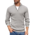 thumbnail image 1 of COOFANDY Mens Ribbed Knit Sweater Quarter Zip Mock Neck Sweaters Slim Fit Fall Winter Pullover Sweater, 1 of 6