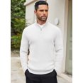 thumbnail image 1 of COOFANDY Mens Ribbed Knit Sweater Quarter Zip Mock Neck Sweaters Slim Fit Fall Winter Pullover Sweater, 1 of 6