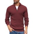 thumbnail image 1 of COOFANDY Mens Ribbed Knit Sweater Quarter Zip Mock Neck Sweaters Slim Fit Fall Winter Pullover Sweater, 1 of 6