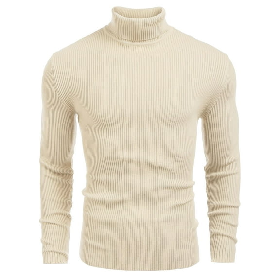 COOFANDY Mens Ribbed Slim Fit Knitted Pullover Casual Turtleneck Sweater