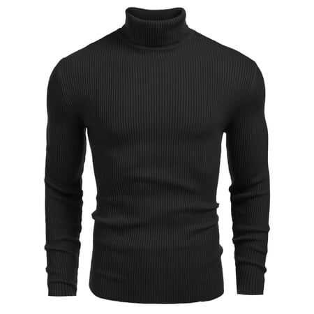 COOFANDY Mens Ribbed Slim Fit Knitted Pullover Casual Turtleneck Sweater