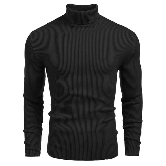 COOFANDY Mens Ribbed Slim Fit Knitted Pullover Casual Turtleneck Sweater