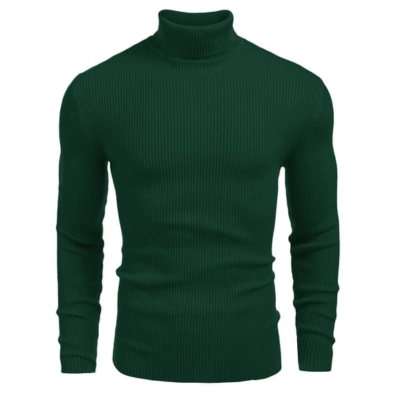 COOFANDY Mens Ribbed Slim Fit Knitted Pullover Casual Turtleneck Sweater