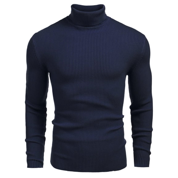 COOFANDY Mens Ribbed Slim Fit Knitted Pullover Casual Turtleneck Sweater