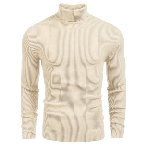 COOFANDY Mens Ribbed Slim Fit Knitted Pullover Casual Turtleneck Sweater