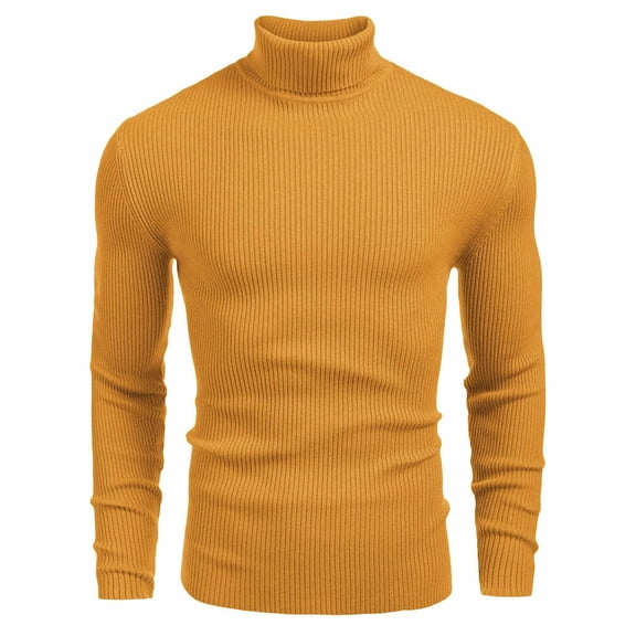 COOFANDY Mens Ribbed Slim Fit Knitted Pullover Casual Turtleneck Sweater