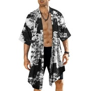 Mens Long Cardigan Cotton Kimono Lightweight Casual Beach Robe
