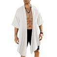 thumbnail image 1 of COOFANDY Men's Ruffle Shawl Collar Cotton Cardigan Long Kimono Jackets Open Front Drape Cape Coat, 1 of 6