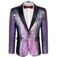 thumbnail image 1 of COOFANDY Mens Sequin Blazer Tuxedo Party Prom Wedding Tuxedo One Button Jacket, 1 of 10