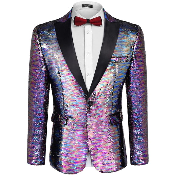 COOFANDY Mens Sequin Blazer Tuxedo Party Prom Wedding Tuxedo One Button Jacket
