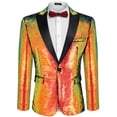 thumbnail image 1 of COOFANDY Men Shiny Sequins Suit Jacket Dress Sport Coat Banquet Prom Disco Party, 1 of 11