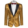 thumbnail image 1 of COOFANDY Shiny Sequins Suit Jacket Blazer One Button Tuxedo for Party, 1 of 9
