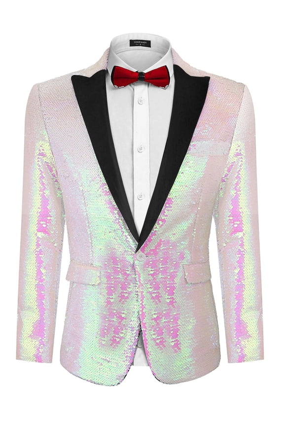 Shiny Sequins Suit Jacket Blazer One Button Tuxedo for Party