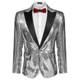 thumbnail image 1 of COOFANDY Men Sequin Blazer Jacket Slim Fit One Button Sport Coat Tuxedo with Pocket, 1 of 11