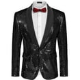 thumbnail image 1 of COOFANDY Men's Shiny Sequins Suit Jacket Blazer One Button Banquet Prom Tuxedo New Year Dinner Party Tuxedo Blazer, 1 of 9