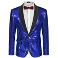 thumbnail image 1 of COOFANDY Men's Shiny Sequins Suit Jacket Blazer One Button Banquet Prom Tuxedo New Year Dinner Party Tuxedo Blazer, 1 of 9