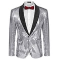 thumbnail image 1 of COOFANDY Men's Shiny Sequins Suit Jacket Blazer One Button Banquet Prom Tuxedo New Year Dinner Party Tuxedo Blazer, 1 of 9