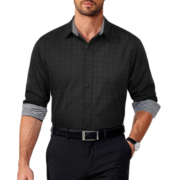 COOFANDY Mens Shirt Business Dress Shirt Regular Fit Casual Button Down Shirt Wrinkle Free