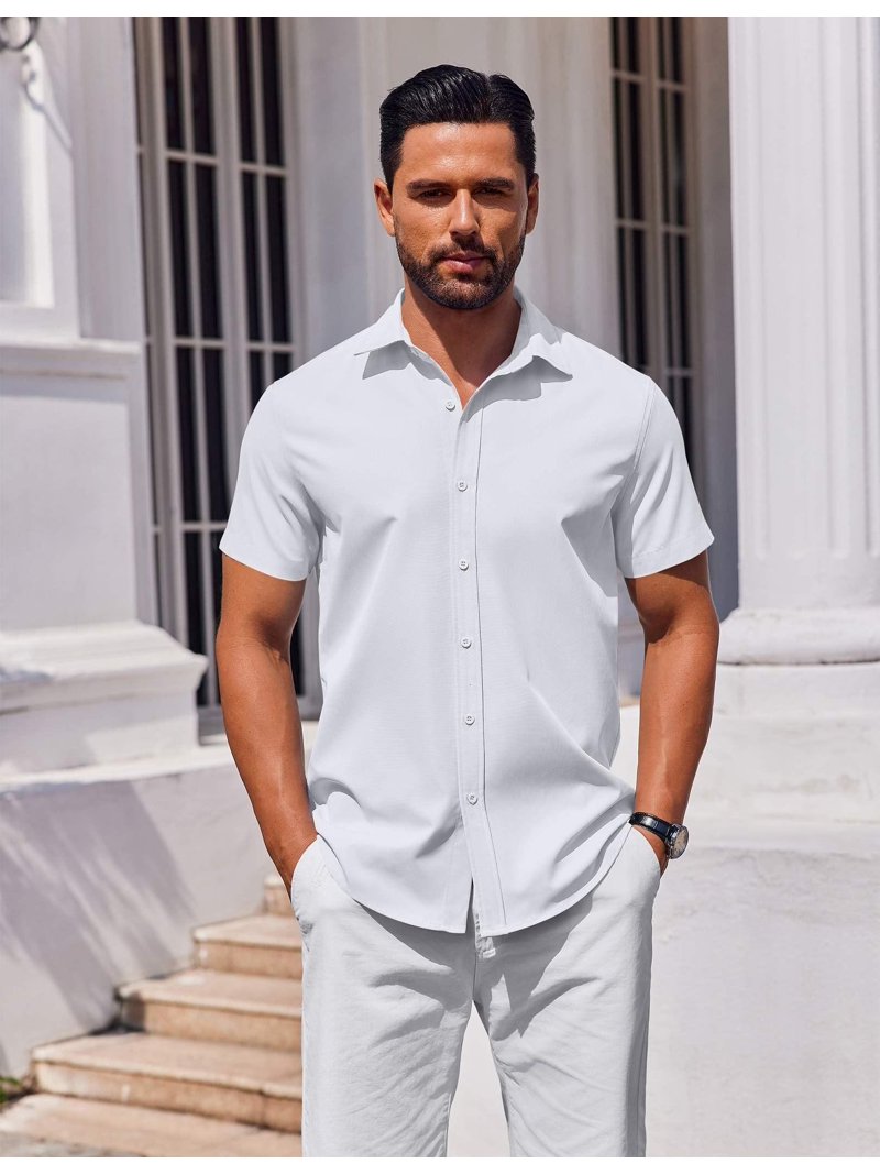 COOFANDY Mens Casual Shirt Button Down Short Sleeve Shirts Casual Untucked  Dress Shirts - Walmart.com