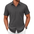thumbnail image 1 of COOFANDY Mens Short Sleeve Button Down Shirt Casual Shirt for Summer Untucked Dress Shirt, 1 of 5