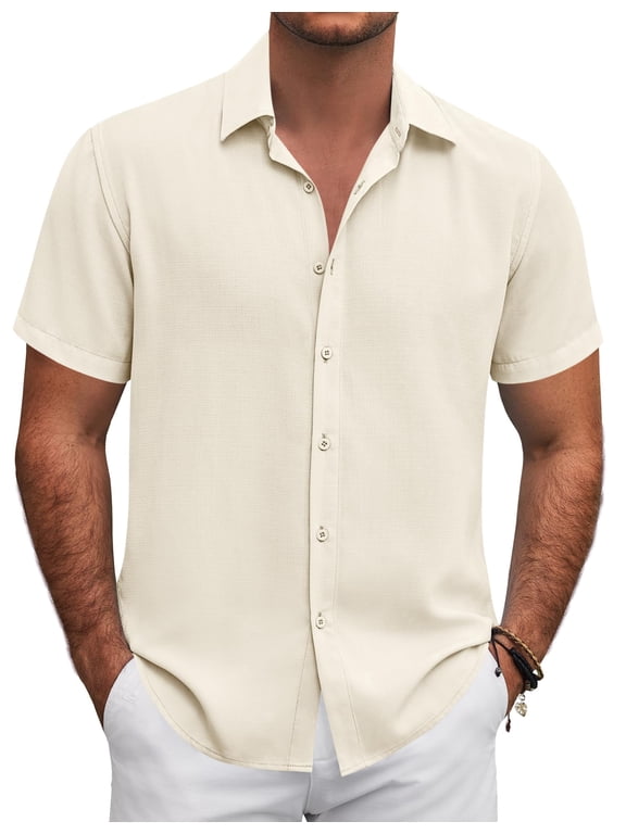 Mens Short Sleeve Button Down Shirt Lightweight Casual Shirts for Vacation Shirts