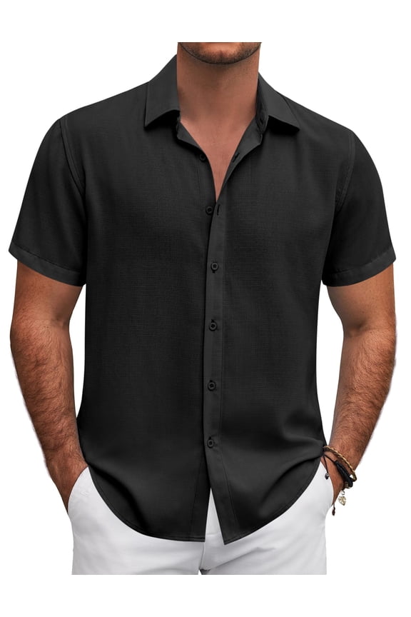 Mens Short Sleeve Button Down Shirt Lightweight Casual Shirts for Vacation Shirts