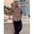thumbnail image 1 of COOFANDY Mens Button Up Shirts Short Sleeve Collared Button Down Shirt Men Checkered Shirt, 1 of 7